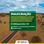 Inauguração: Prefeitura fará entrega da obra de pavimentação asfáltica na Estrada do Ribeirão