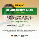 CATALÃO ABRIRÁ VACINAÇÃO PARA CRIANÇAS DE 11 ANOS